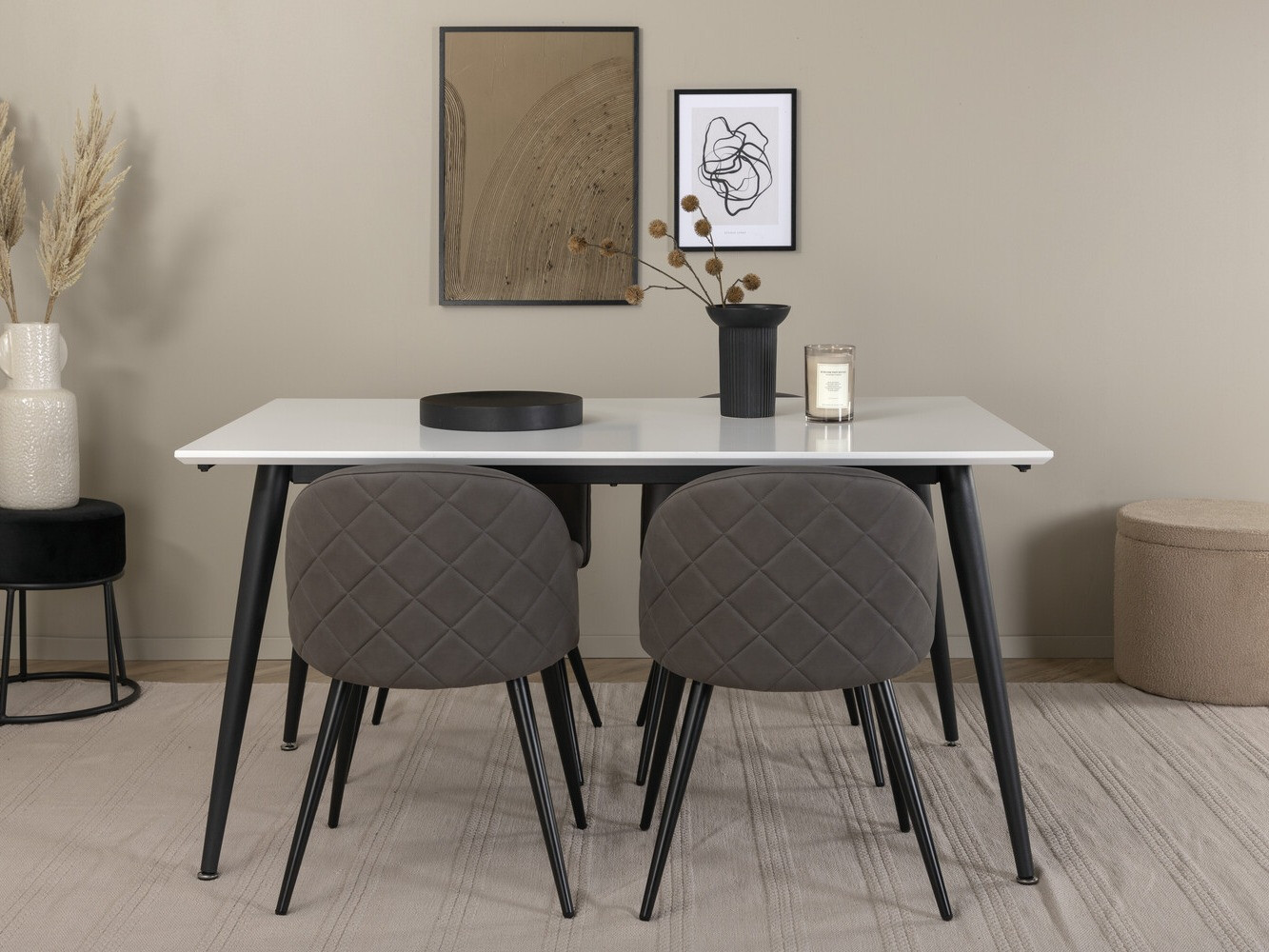 Salle à manger complète Dallas 2738 (Gris + Noir)