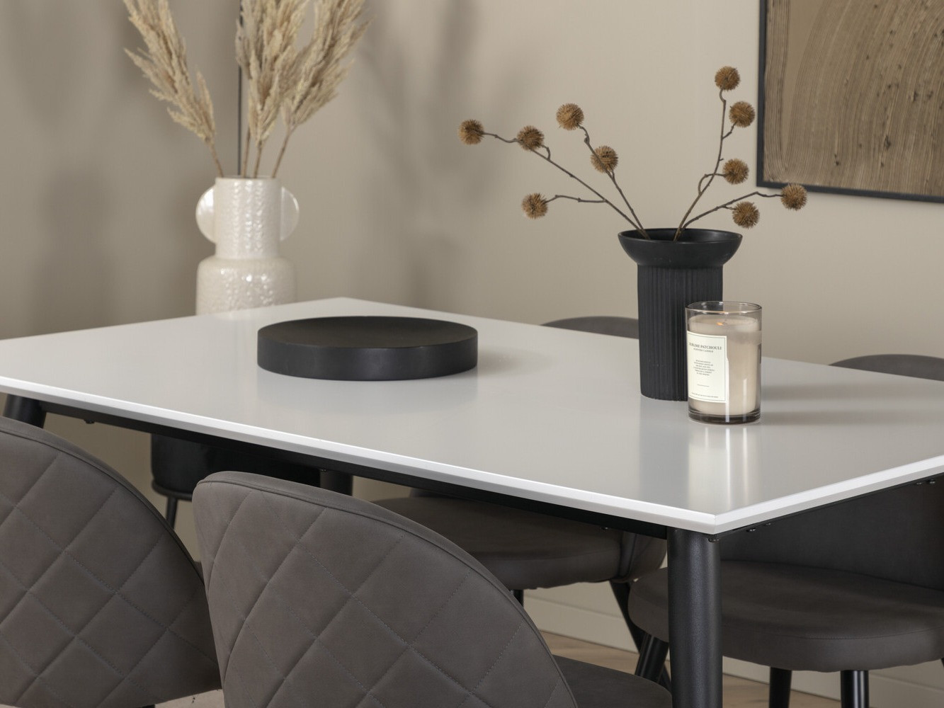 Salle à manger complète Dallas 2738 (Gris + Noir)