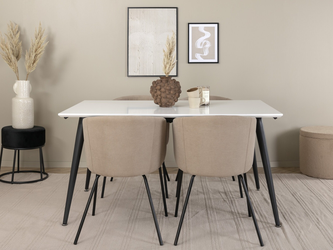 Salle à manger complète Dallas 2739 (Beige + Noir)