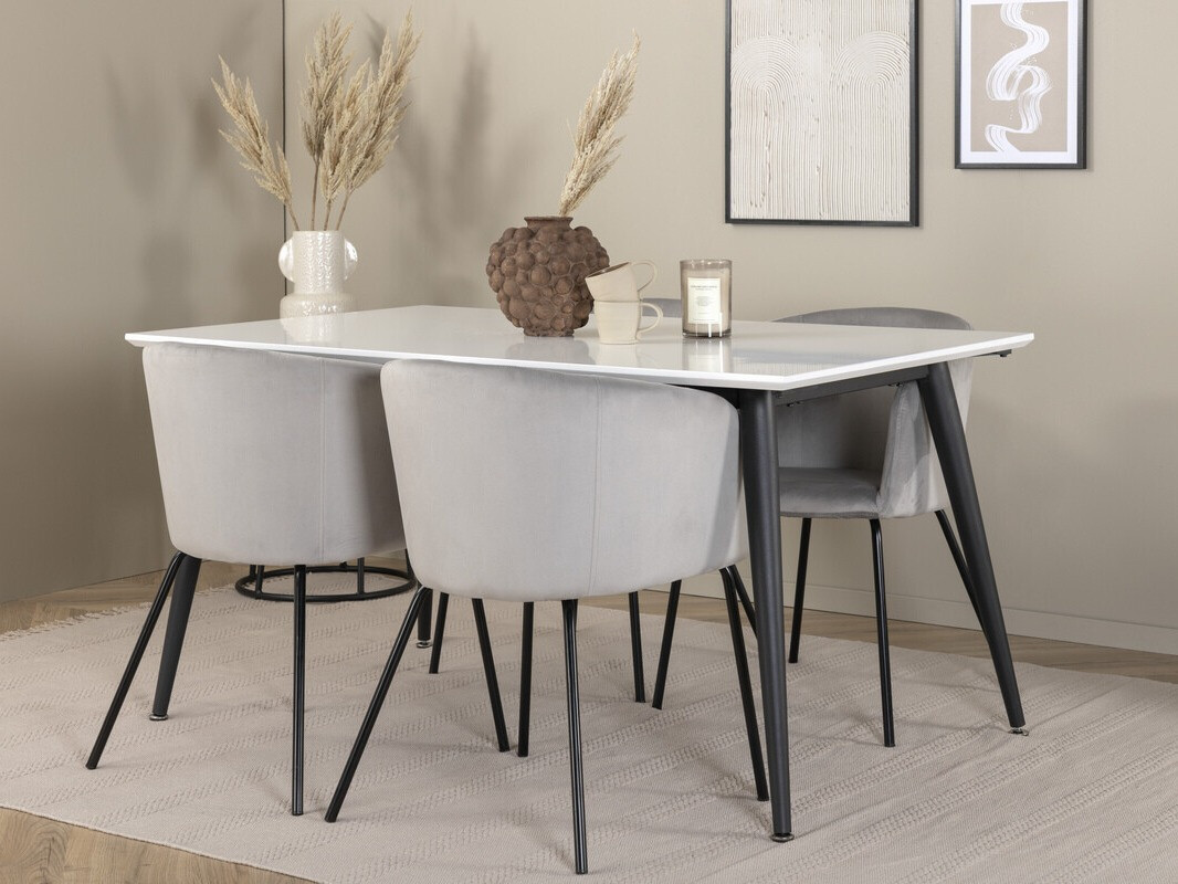 Salle à manger complète Dallas 2739 (Gris + Noir)