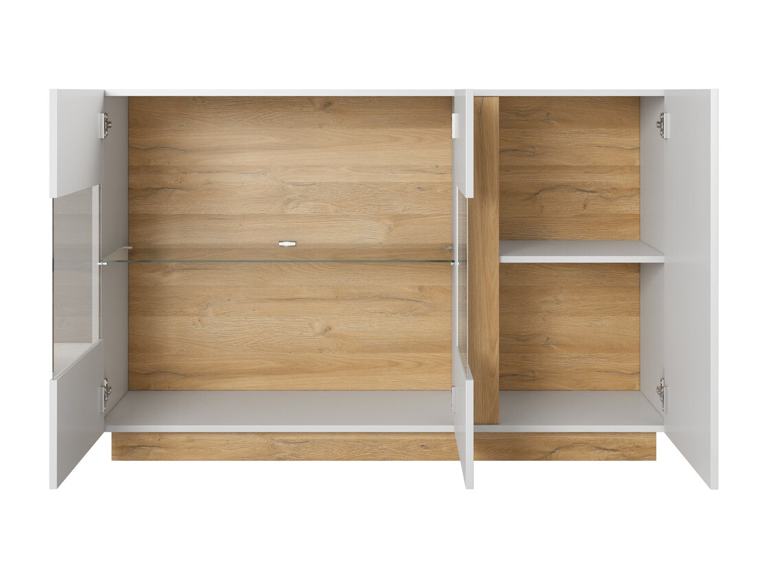 Ensemble de salon Novbela 113 (Blanc + Blanc brillant + Grandson chêne)