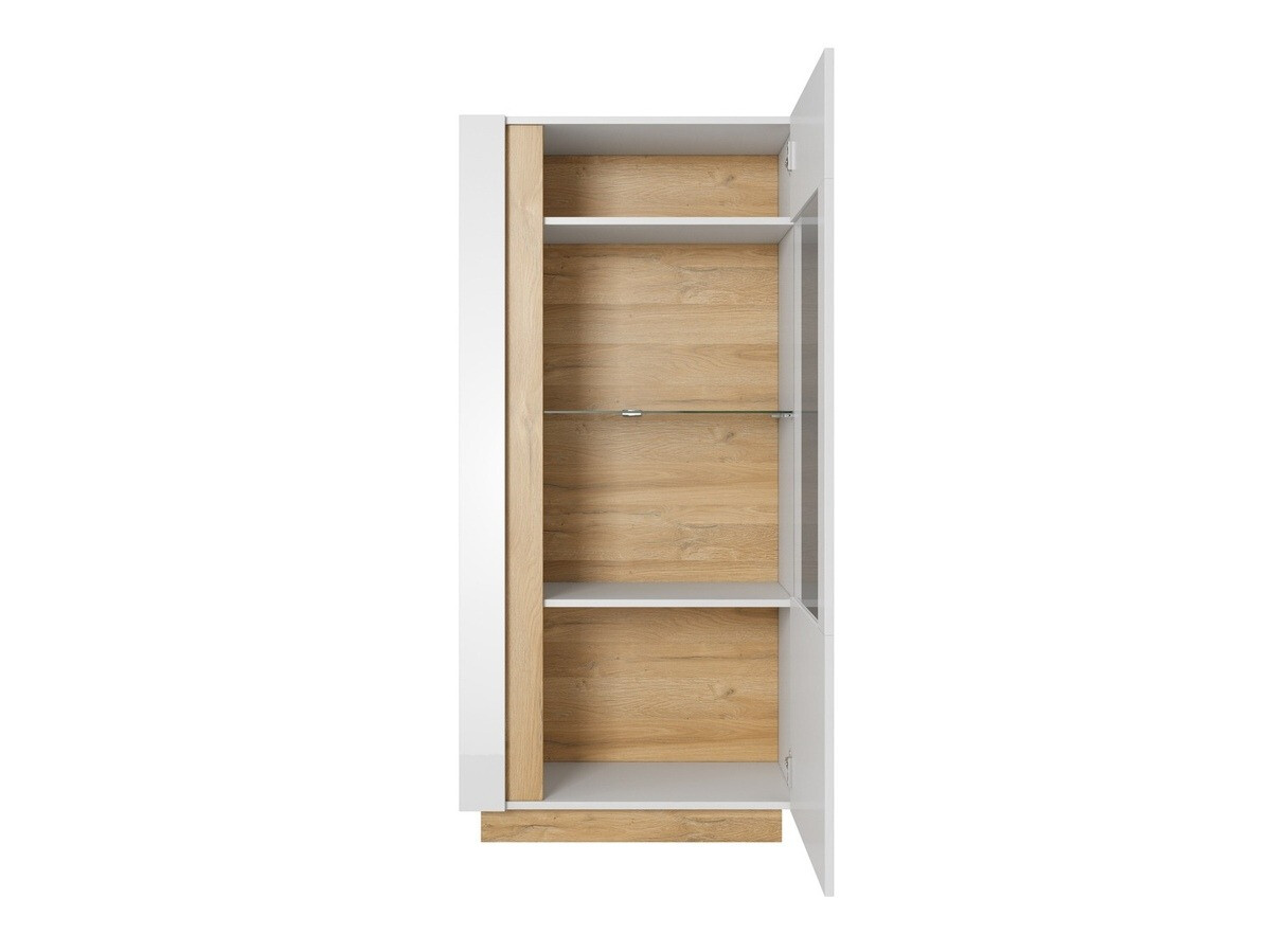 Ensemble de salon Novbela 113 (Blanc + Blanc brillant + Grandson chêne)