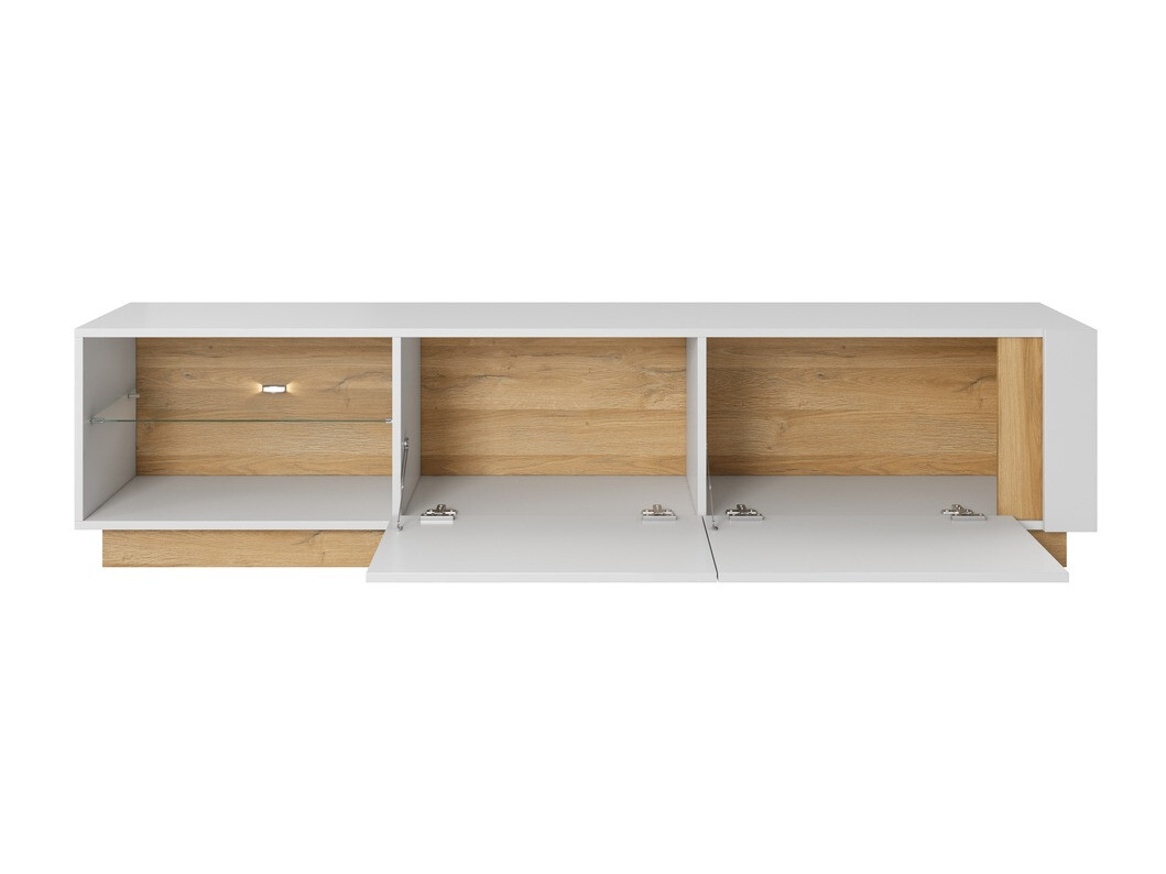 Ensemble de salon Novbela 114 (Blanc + Blanc brillant + Grandson chêne)