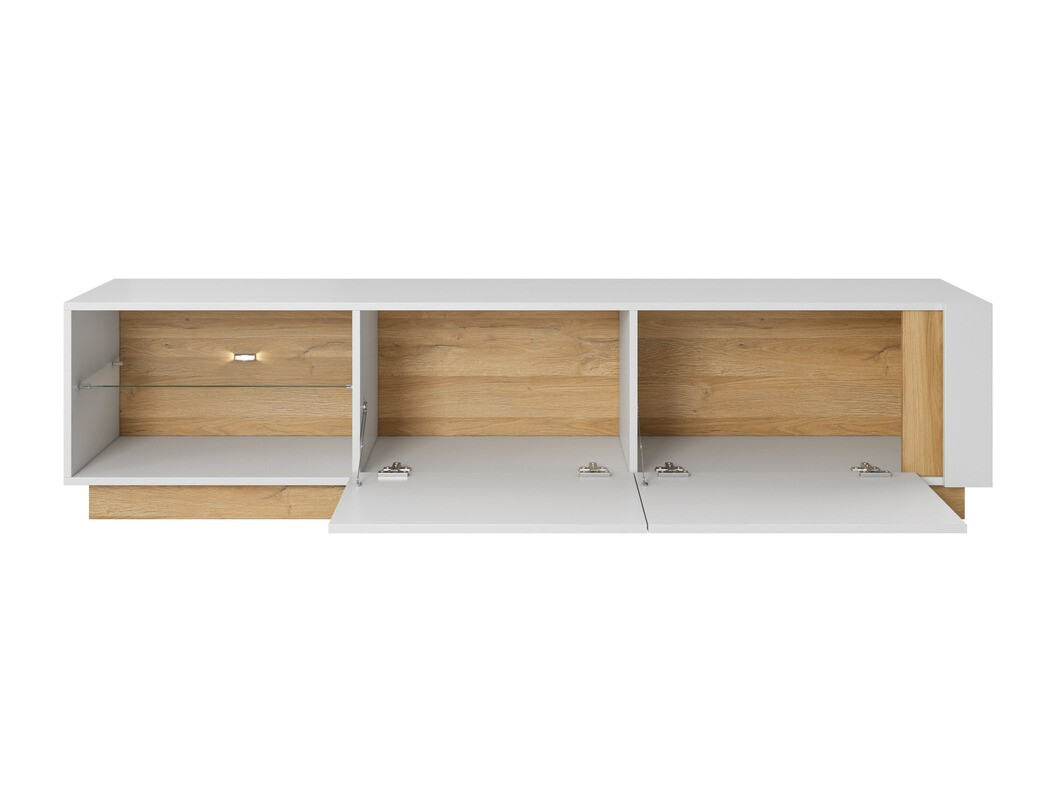 Ensemble de salon Novbela 114 (Blanc + Blanc brillant + Grandson chêne)