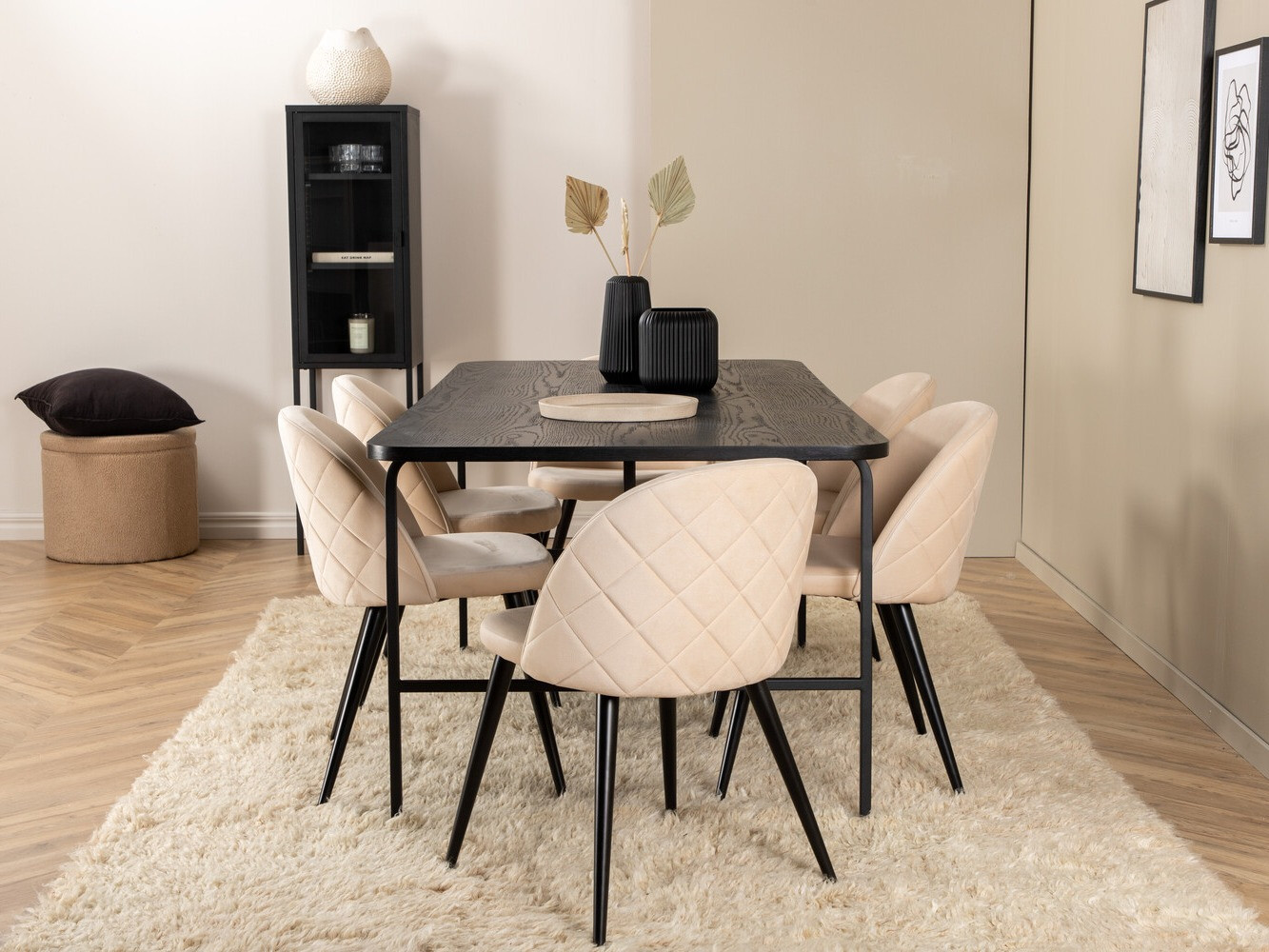 Salle à manger complète Dallas 2784 (Crème + Noir)