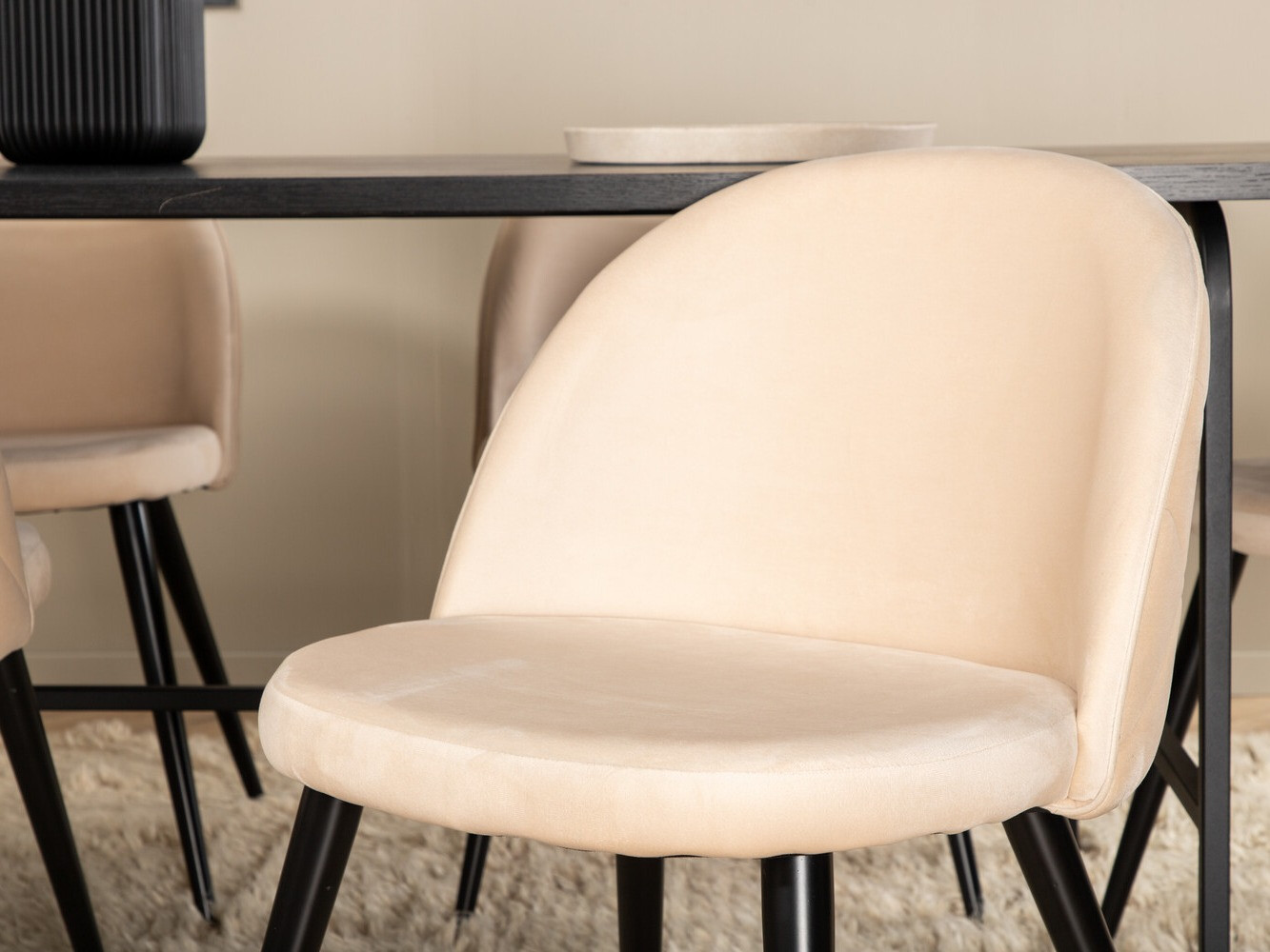 Salle à manger complète Dallas 2784 (Crème + Noir)