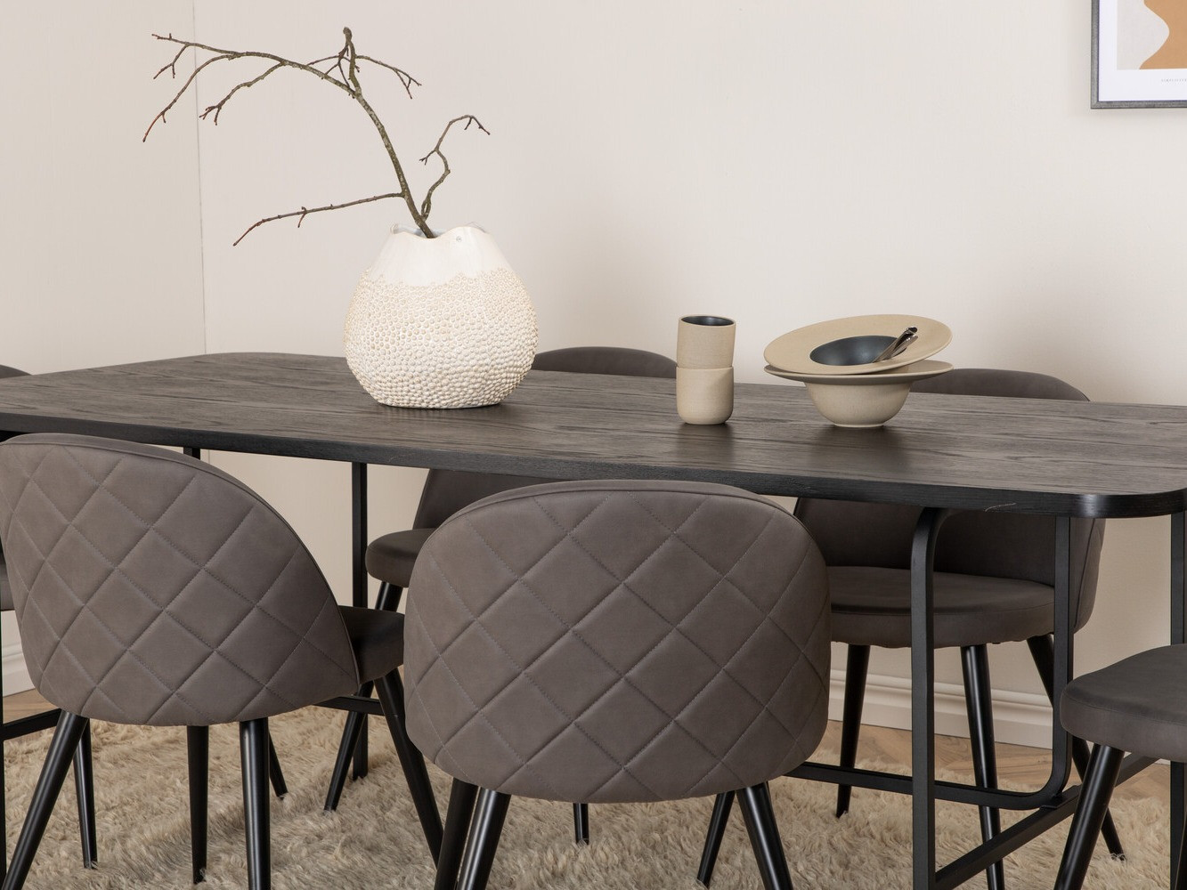 Salle à manger complète Dallas 2784 (Gris + Noir)