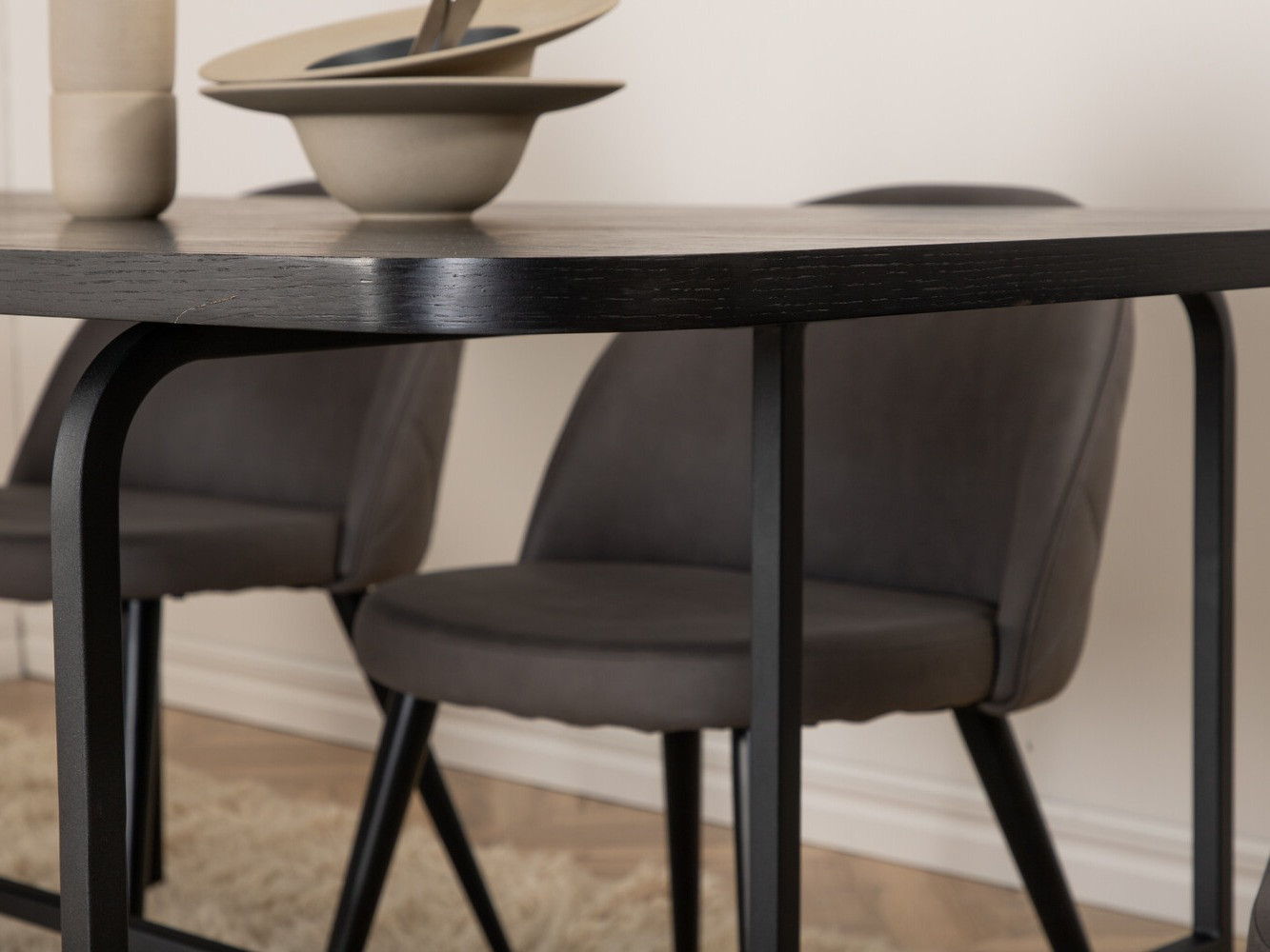 Salle à manger complète Dallas 2784 (Gris + Noir)