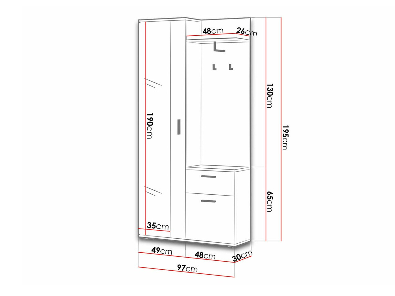 Meuble d'entrée Pavo (Blanc)