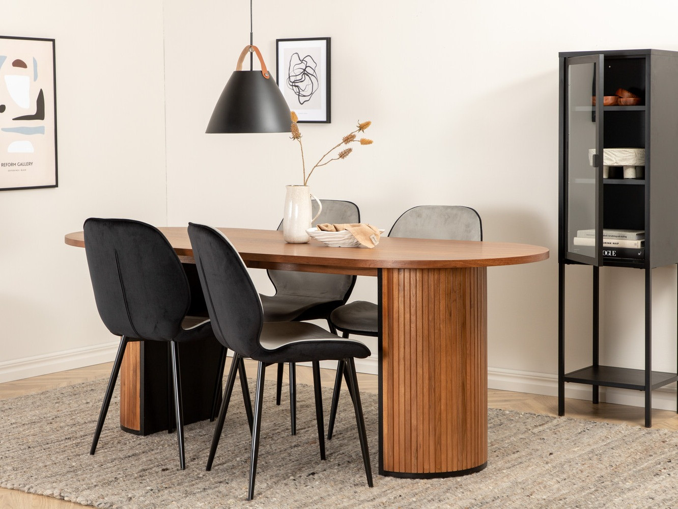 Salle à manger complète Dallas 2763 (Noyer + Noir)