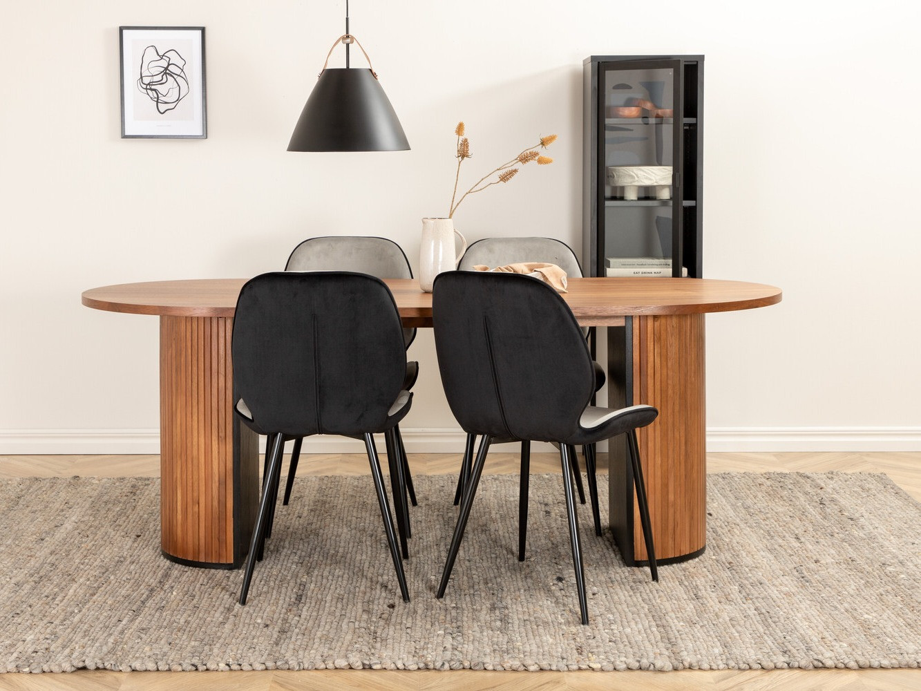 Salle à manger complète Dallas 2763 (Noyer + Noir)