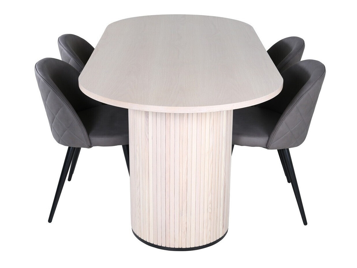 Salle à manger complète Dallas 2765 (Gris + Noir)