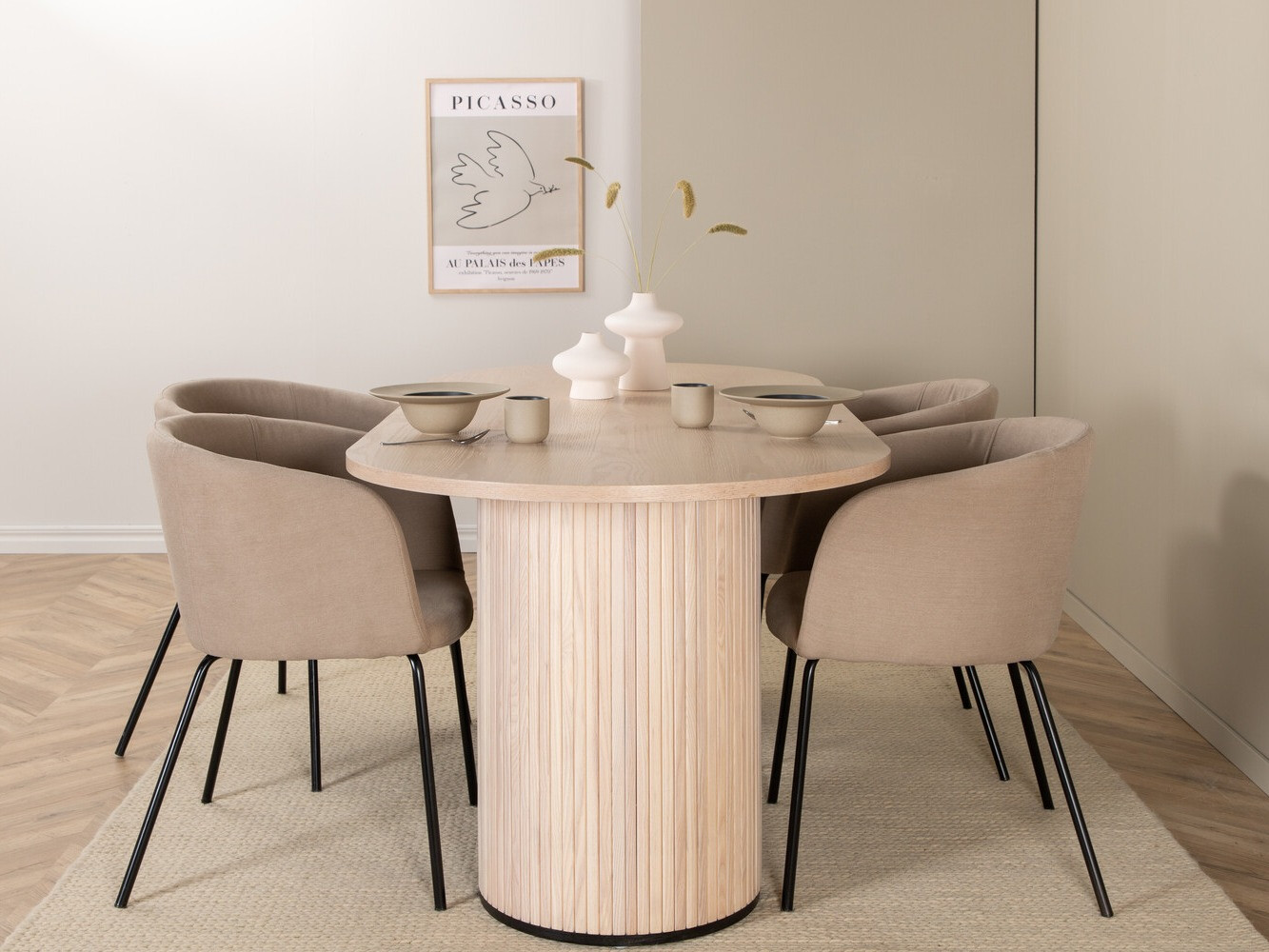 Salle à manger complète Dallas 2767 (Beige + Noir)