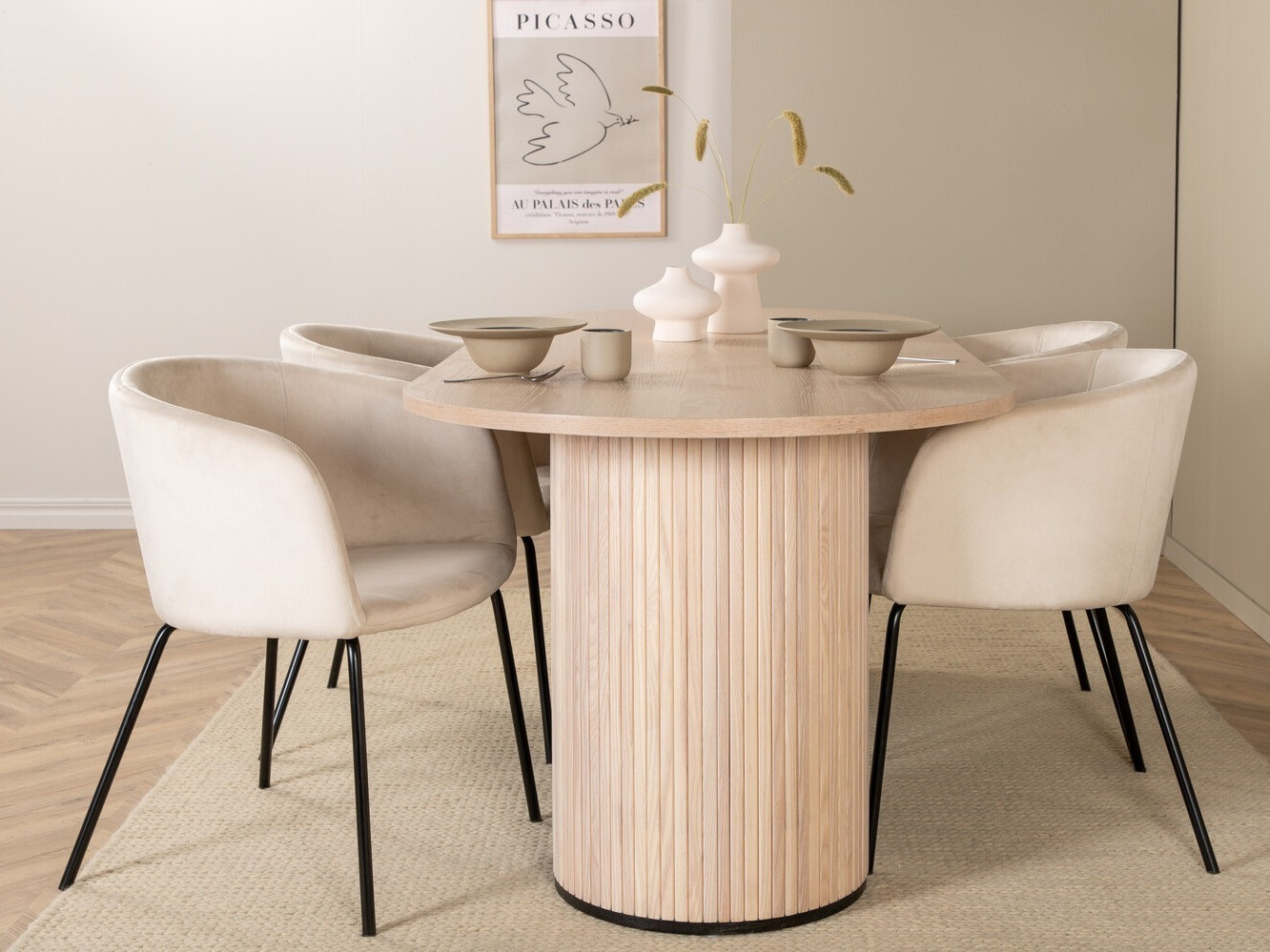 Salle à manger complète Dallas 2767 (Crème + Noir)