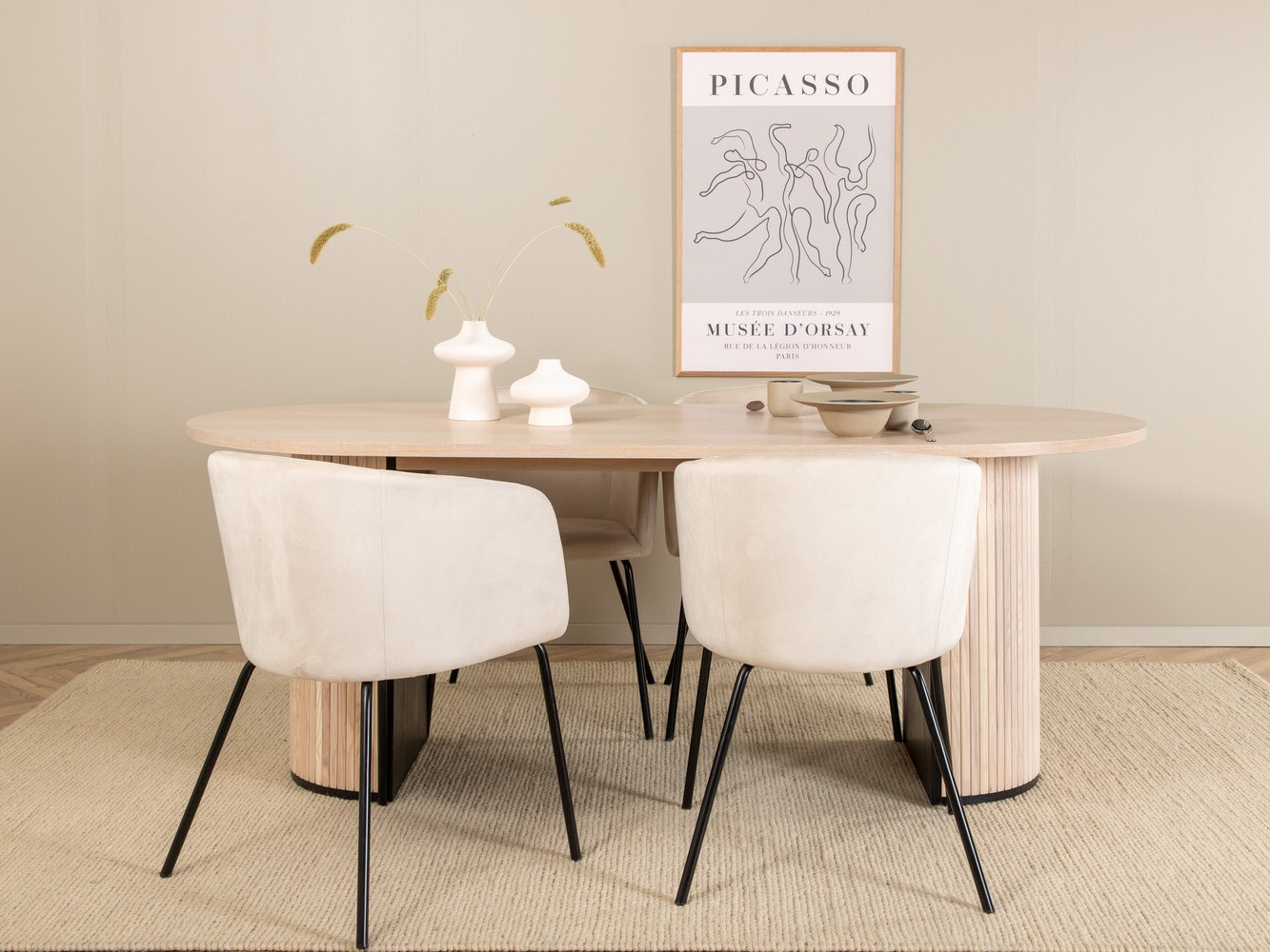 Salle à manger complète Dallas 2767 (Crème + Noir)