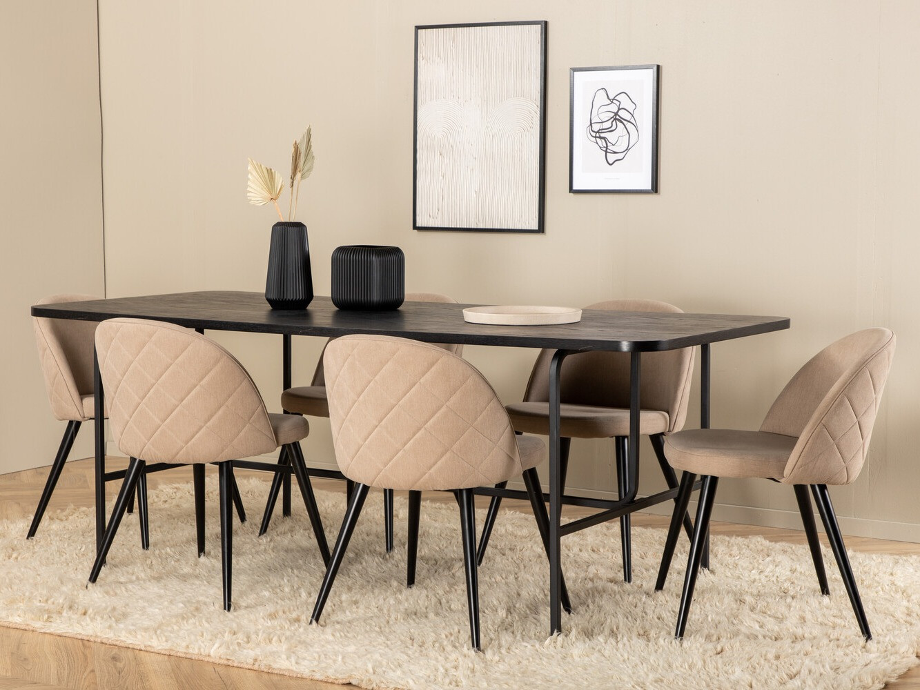 Salle à manger complète Dallas 2784 (Beige + Noir)