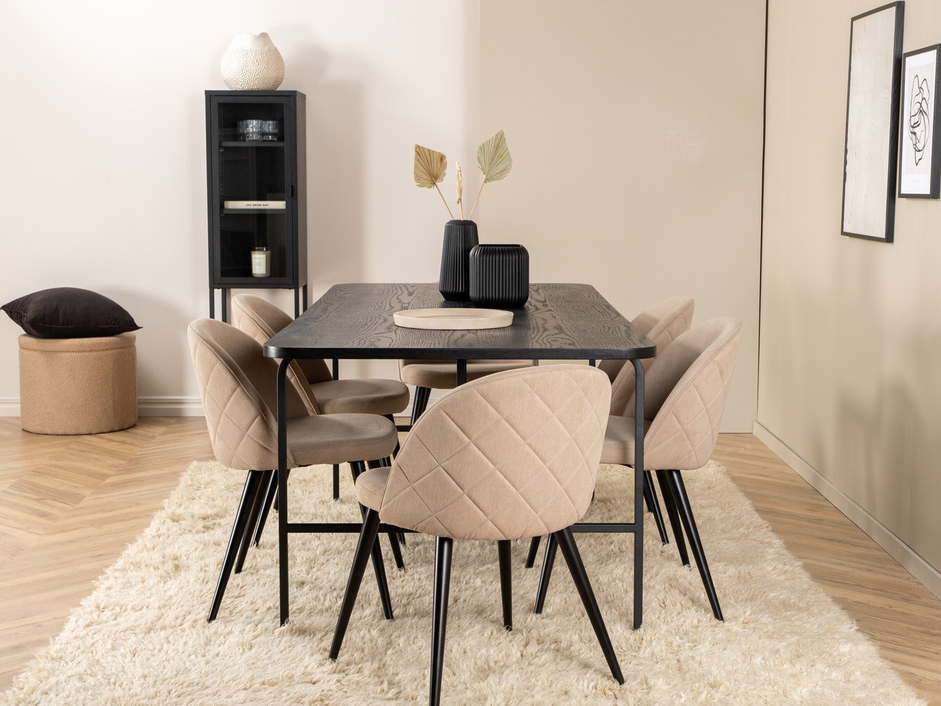Salle à manger complète Dallas 2784 (Beige + Noir)