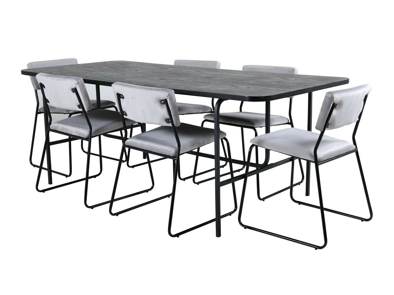 Salle à manger complète Dallas 2790 (Gris + Noir)