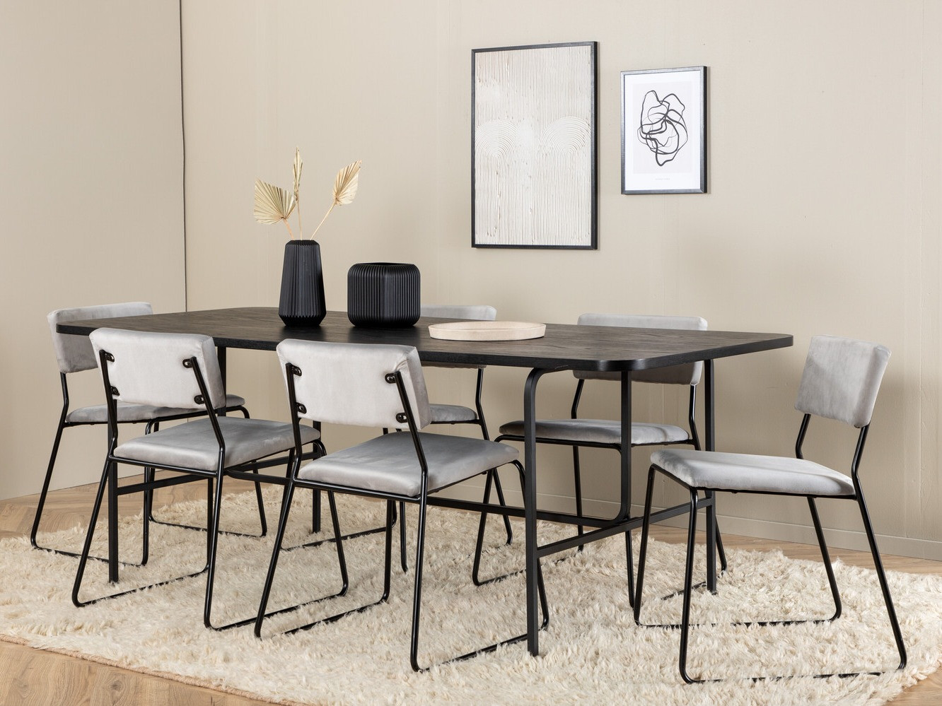 Salle à manger complète Dallas 2790 (Gris + Noir)
