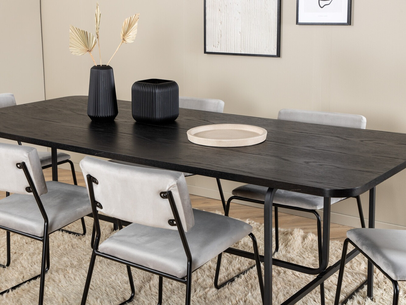 Salle à manger complète Dallas 2790 (Gris + Noir)