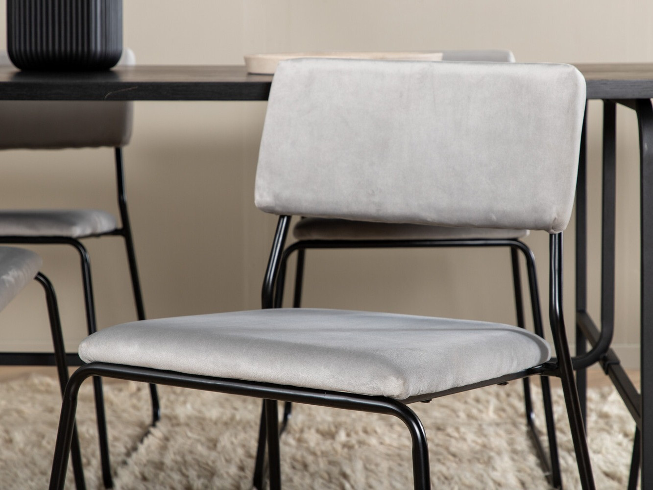 Salle à manger complète Dallas 2790 (Gris + Noir)