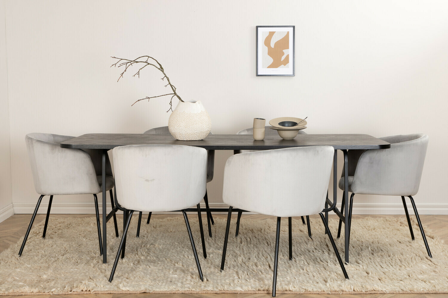 Salle à manger complète Dallas 2794 (Gris + Noir)