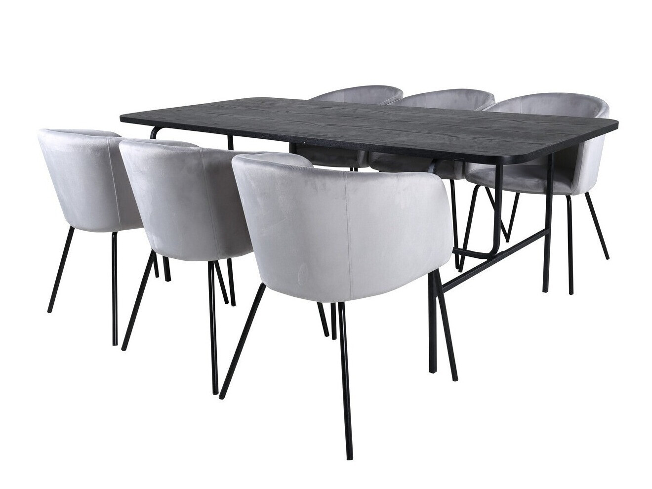 Salle à manger complète Dallas 2794 (Gris + Noir)