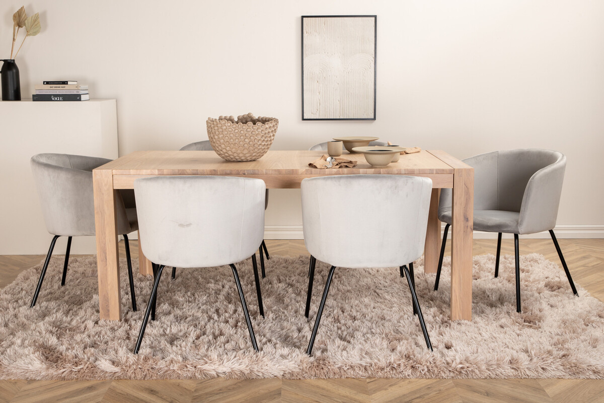 Salle à manger complète Dallas 2955 (Gris + Noir)