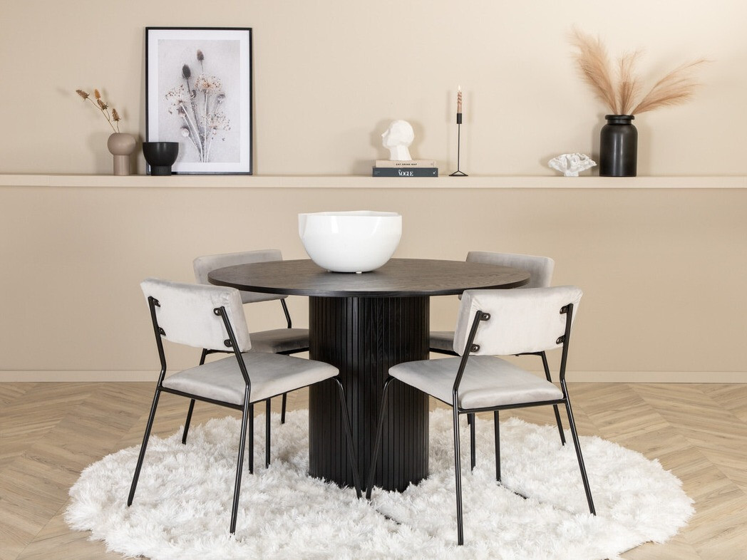 Salle à manger complète Dallas 3084 (Gris + Noir)