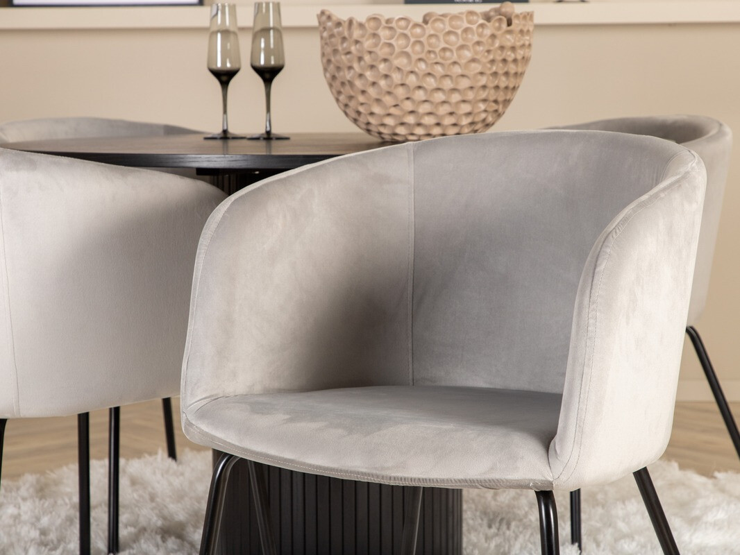 Salle à manger complète Dallas 3103 (Gris + Noir)