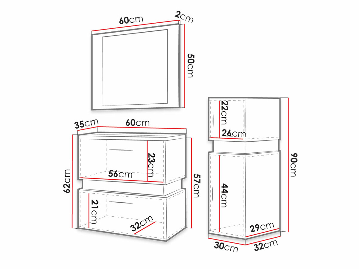 Ensemble de salle de bain Hartford C103 (Chêne wotan + Noir)