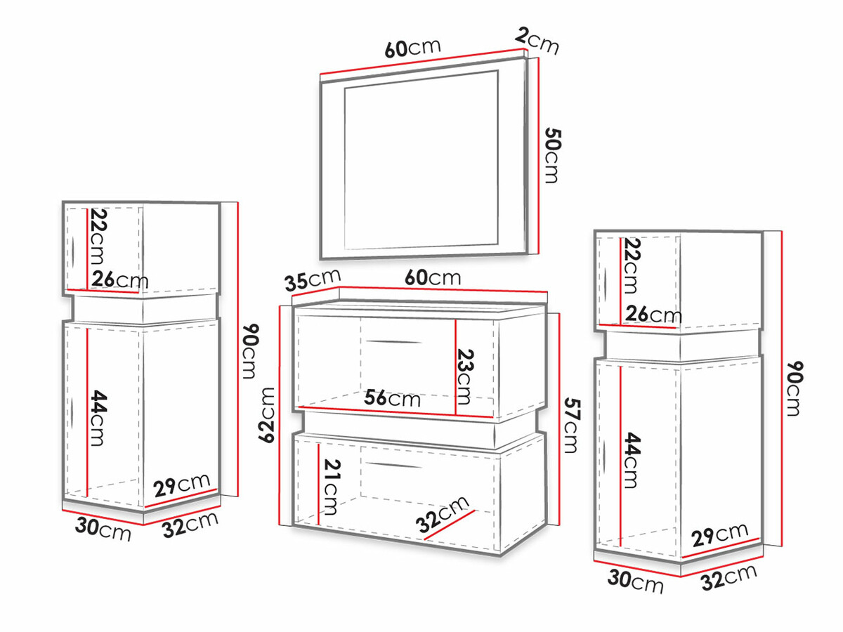 Ensemble de salle de bain Hartford C105 (Chêne wotan + Noir)