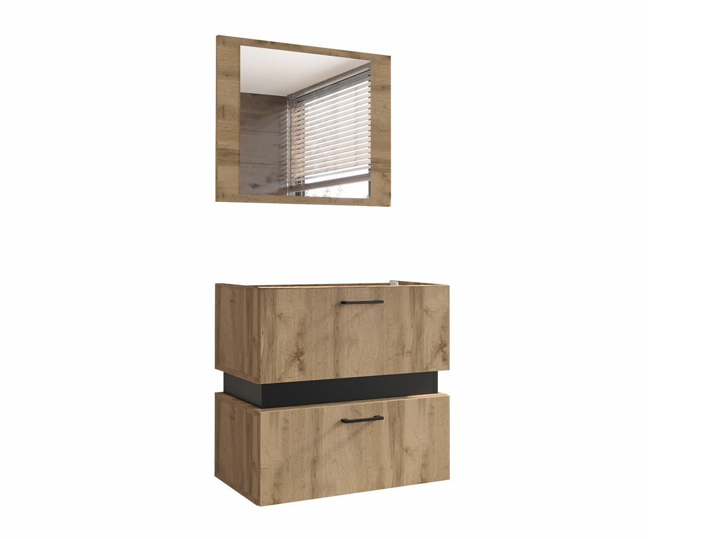 Ensemble de salle de bain Hartford C104 (Chêne wotan + Noir)