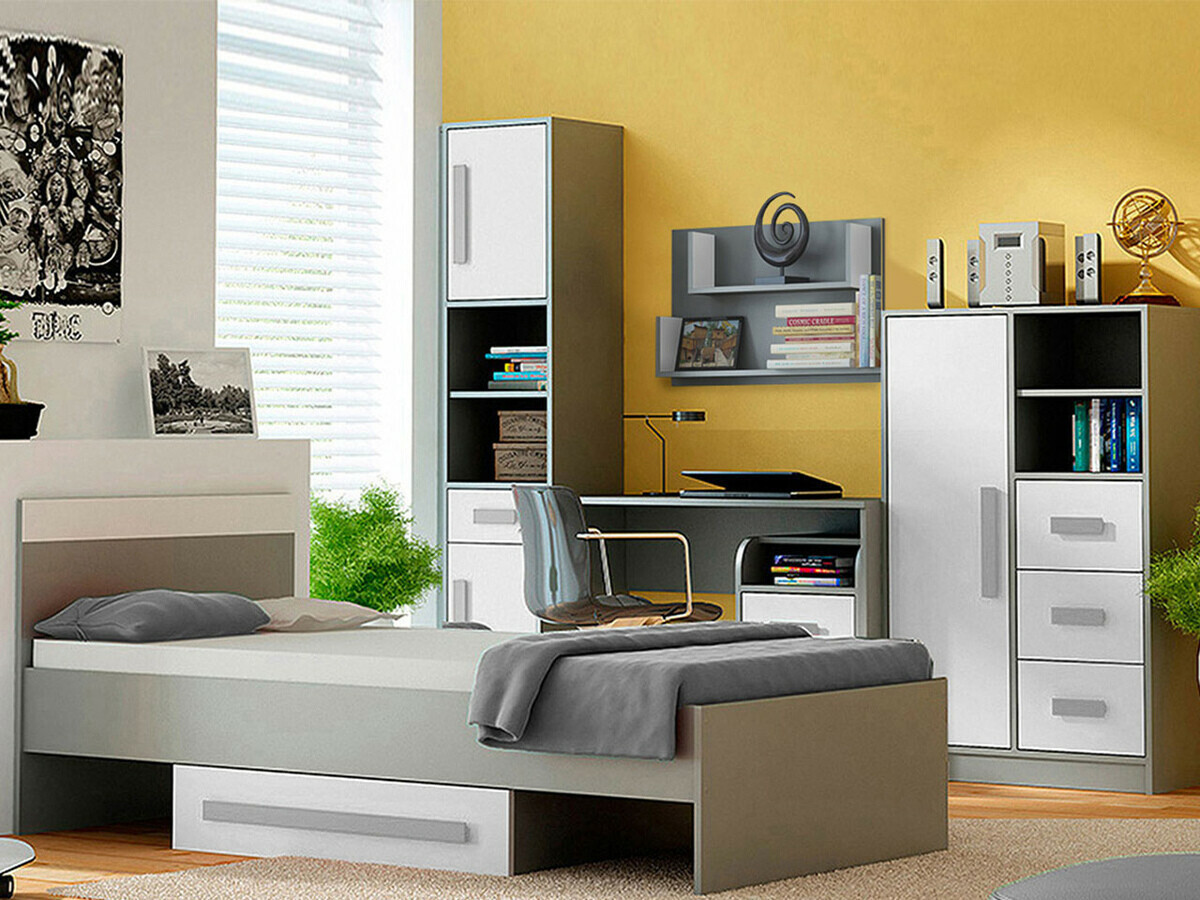 Lit Akron H102 (Anthracite + Blanc + Gris)