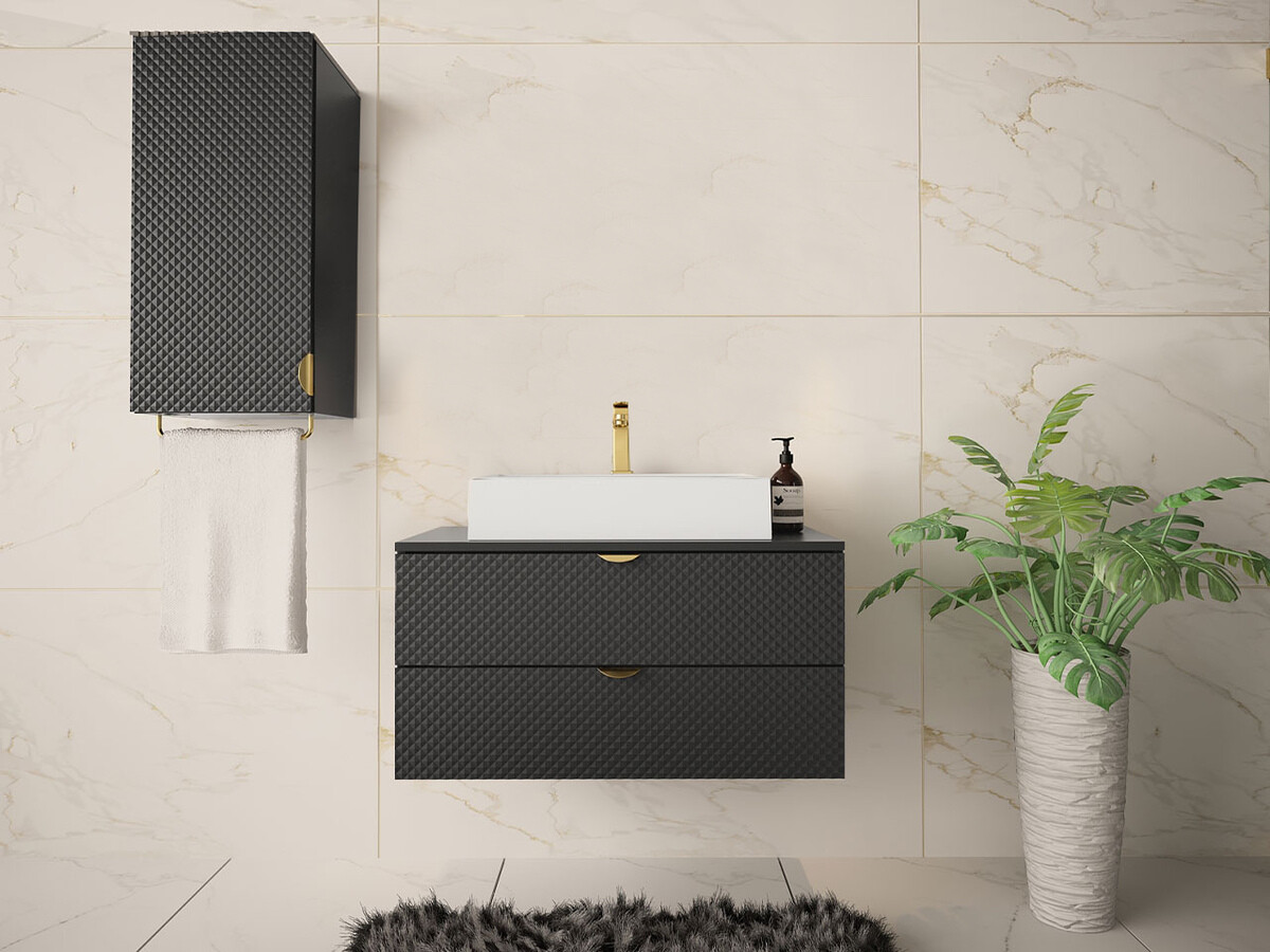 Armoire de salle de bains murale pour lavabo Matrix (Noir)