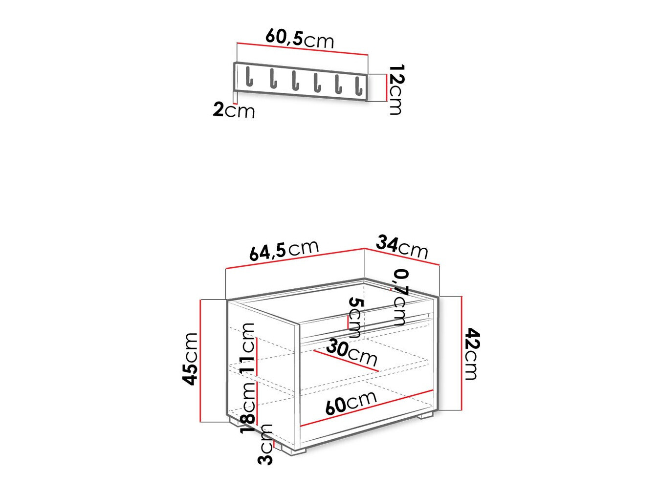 Meuble d'entrée Comfivo 393 (Blanc + Manila 04)