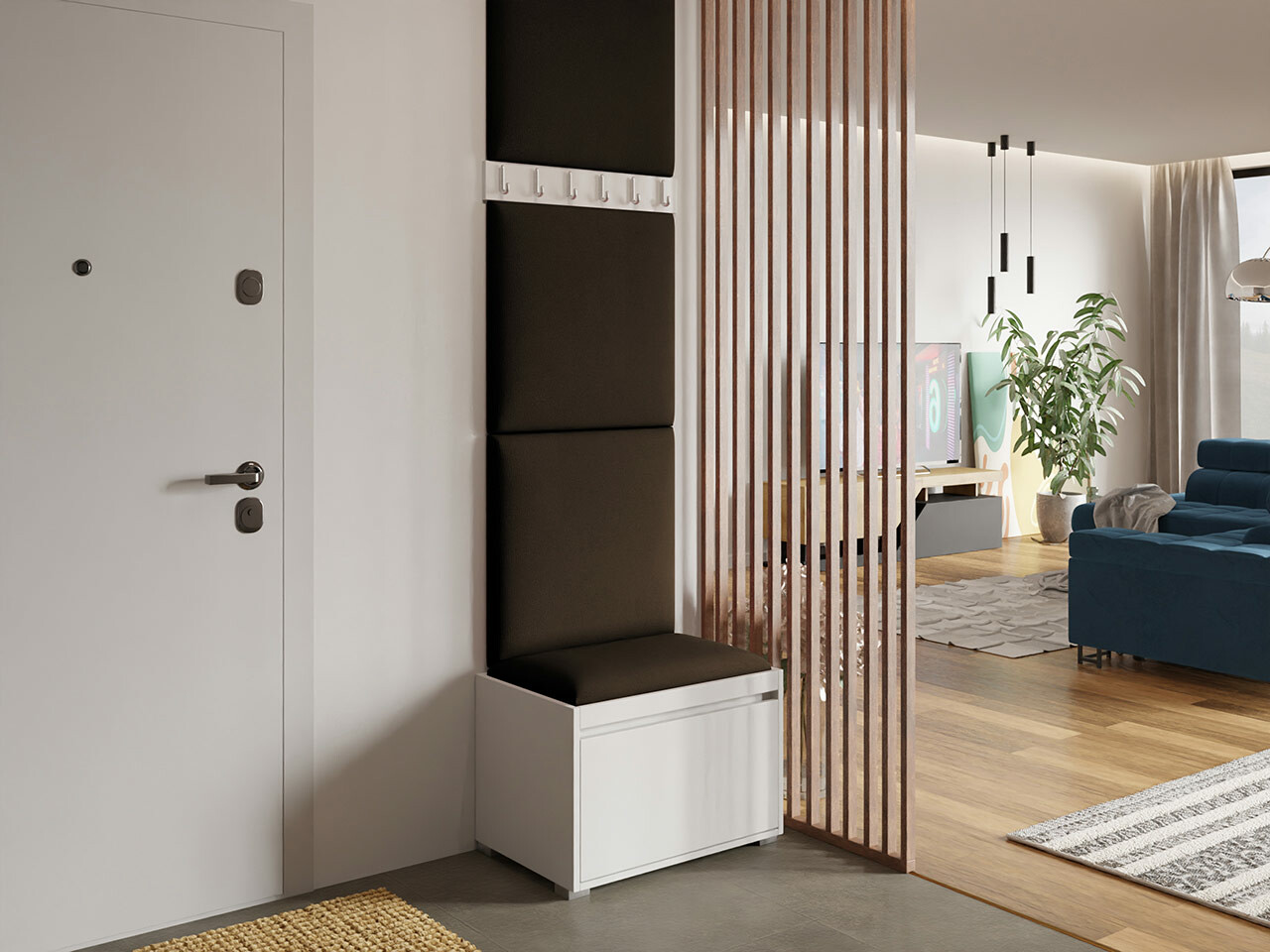 Meuble d'entrée Comfivo Pinus IX (Blanc + Manila 04)