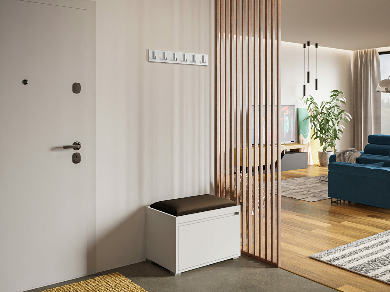 Meuble d'entrée Comfivo Pinus VIII (Blanc + Manila 04)