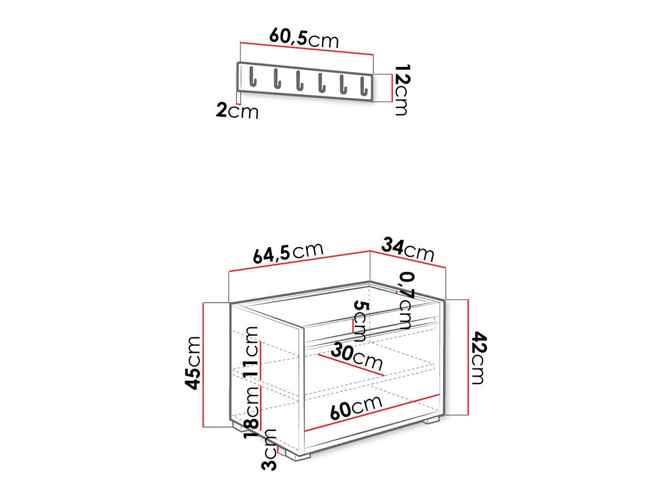 Meuble d'entrée Comfivo 398 (Blanc + Manila 04)