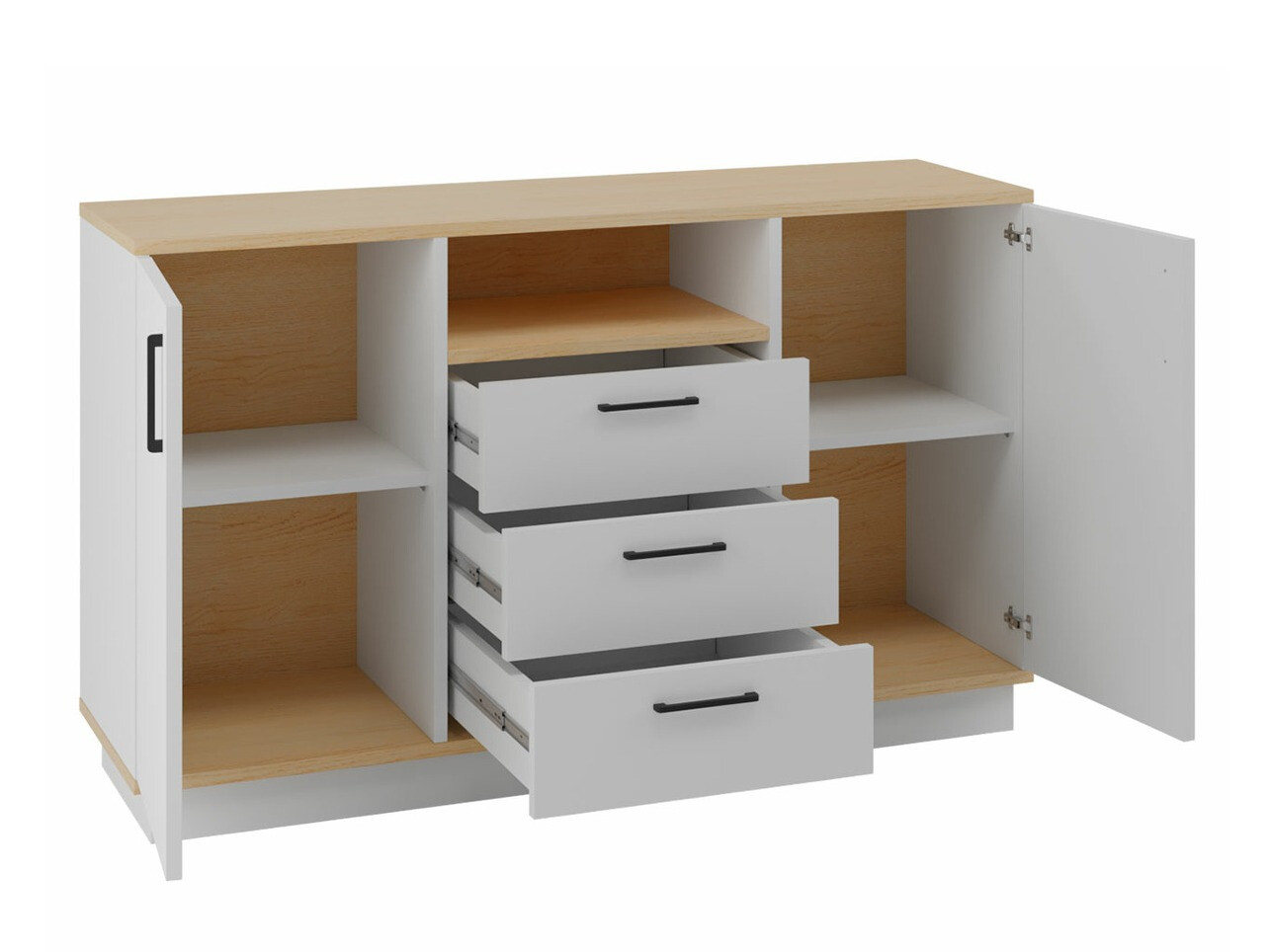 Commode Omaha T122 (Chêne clair + Blanc)