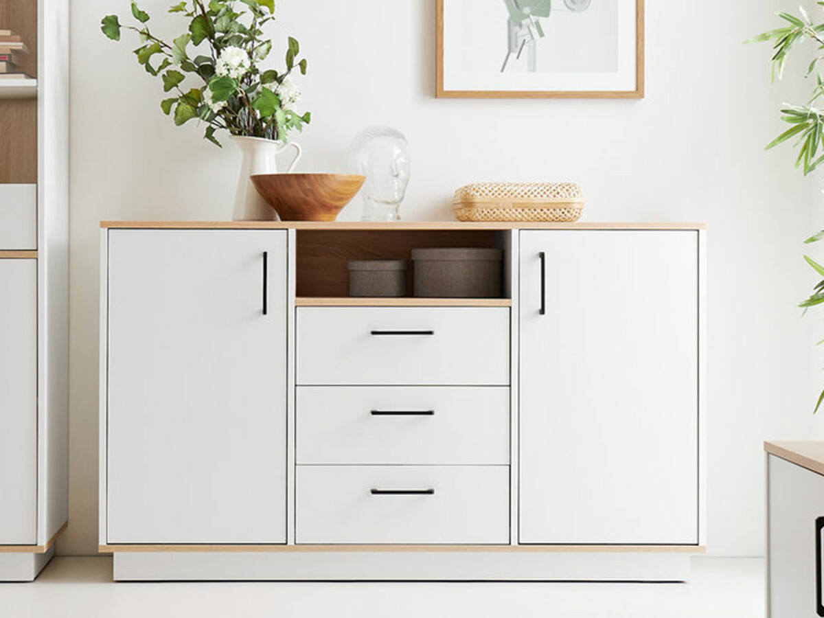 Commode Omaha T122 (Chêne clair + Blanc)
