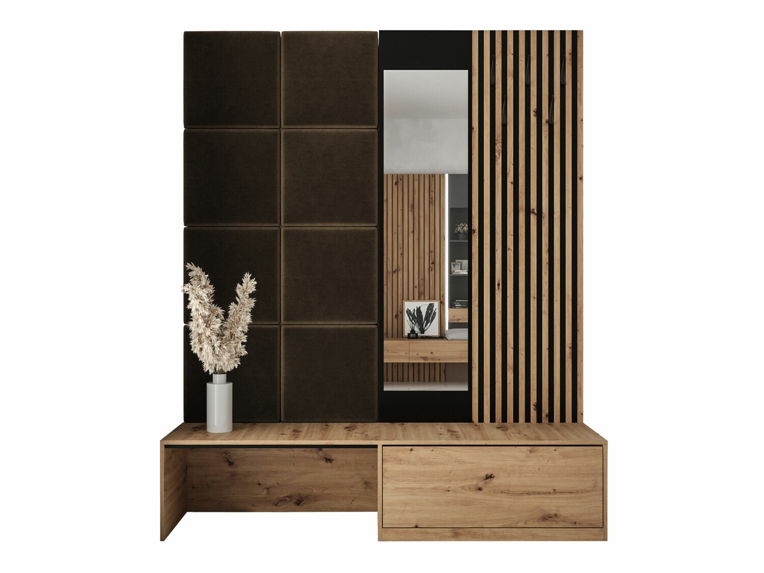 Meuble d'entrée Fabor (Chêne Artisan + Manila 04)