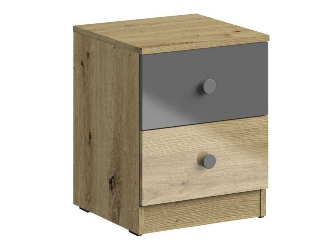 Table de chevet Mirelbu 108 (Chêne Artisan + Gris brillant)