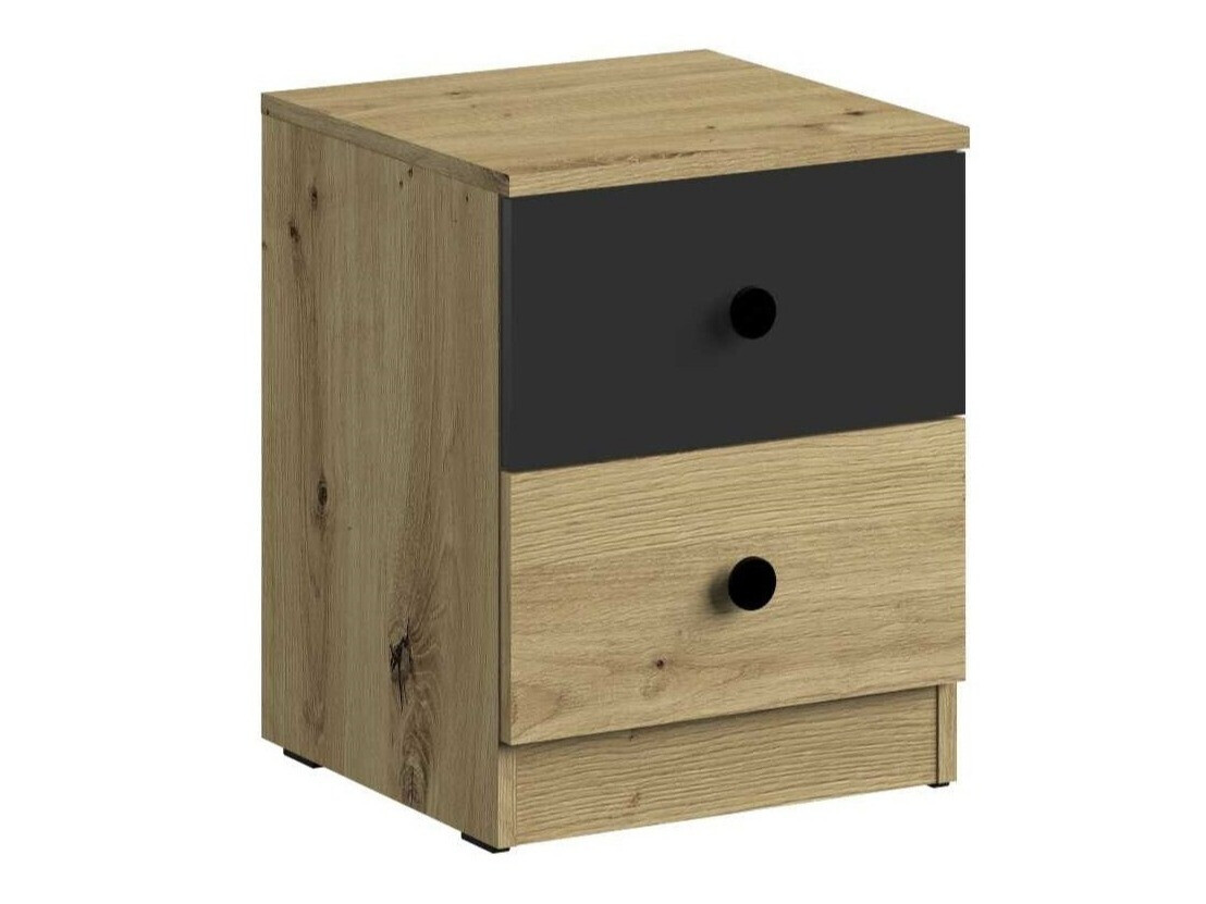 Table de chevet Mirelbu 108 (Chêne Artisan + Noir)