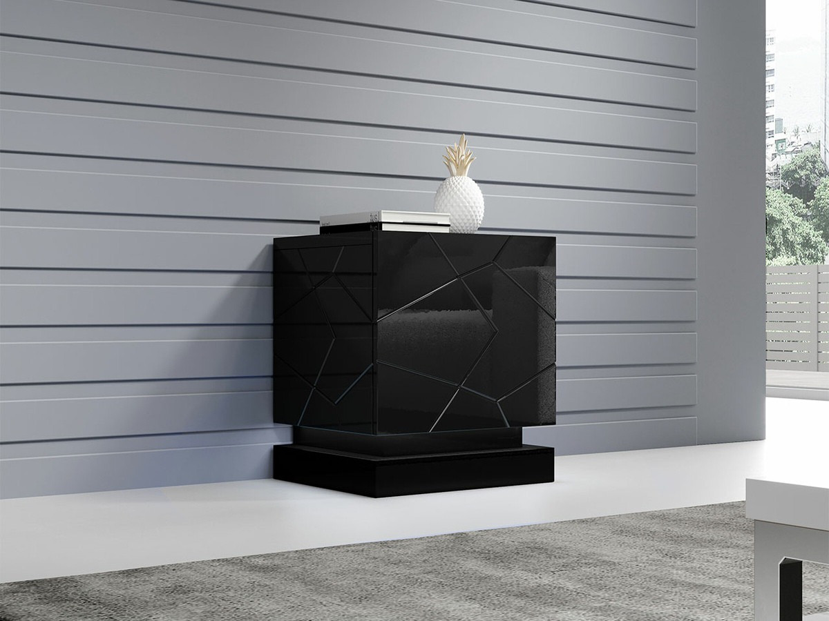 Ensemble de tables de chevet Linar (Noir + Noir brillant)
