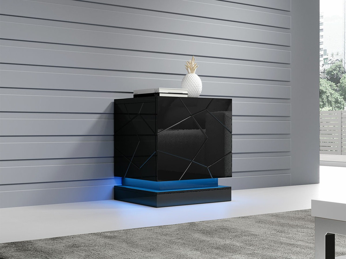 Ensemble de tables de chevet Linar (Noir + Noir brillant)
