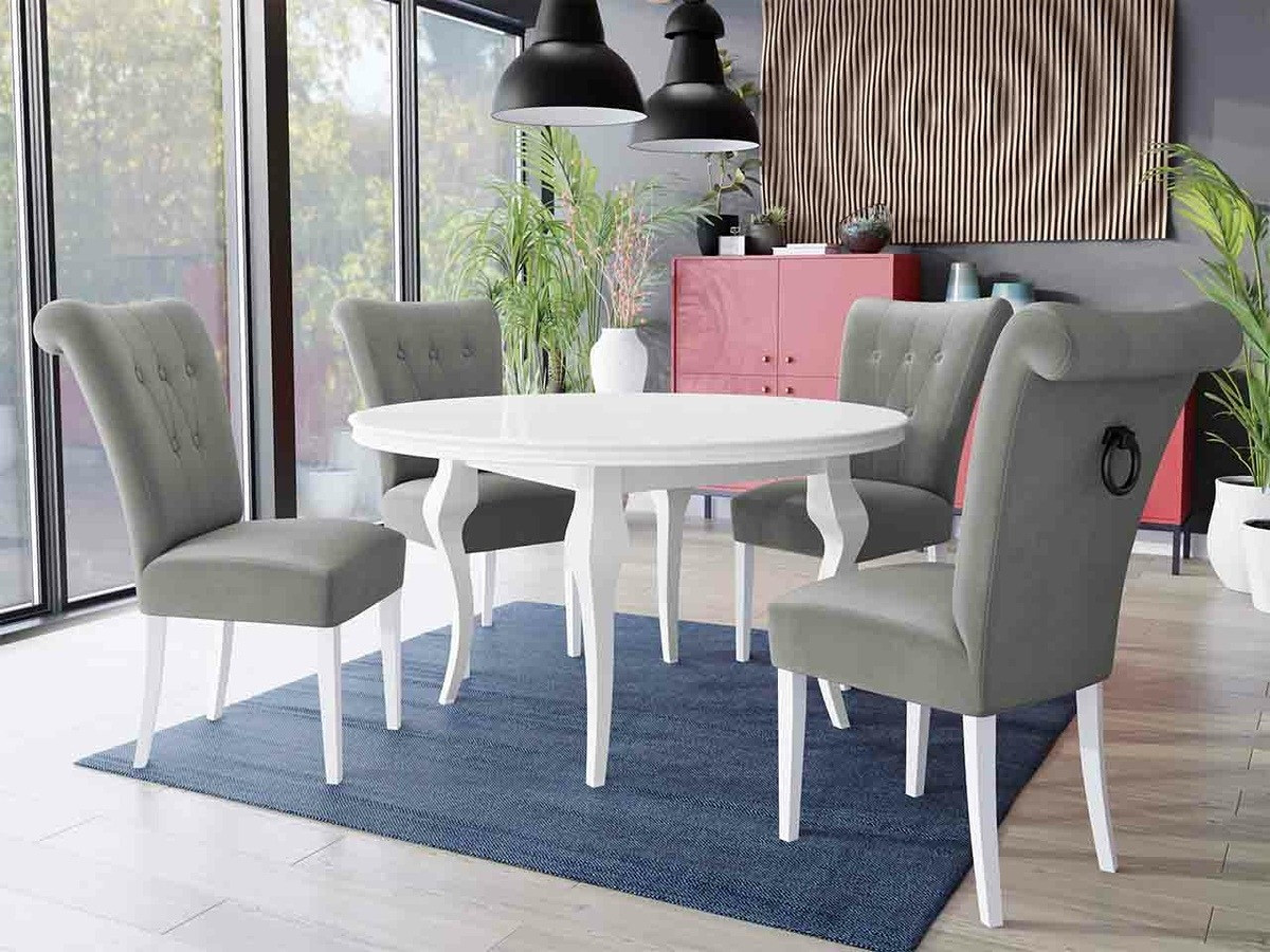 Salle à manger complète Racine 143 (Blanc + Magic Velvet 2217)