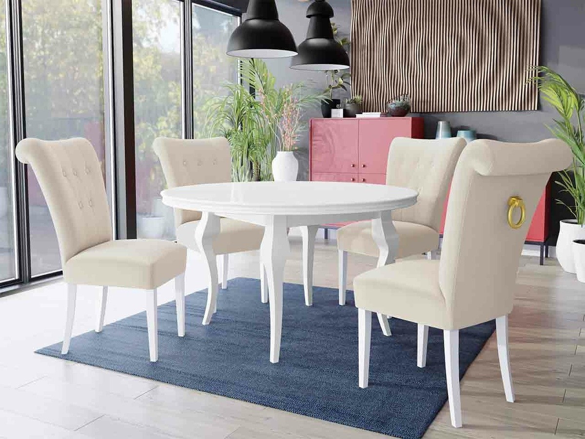 Salle à manger complète Racine 143 (Blanc + Magic Velvet 2250)