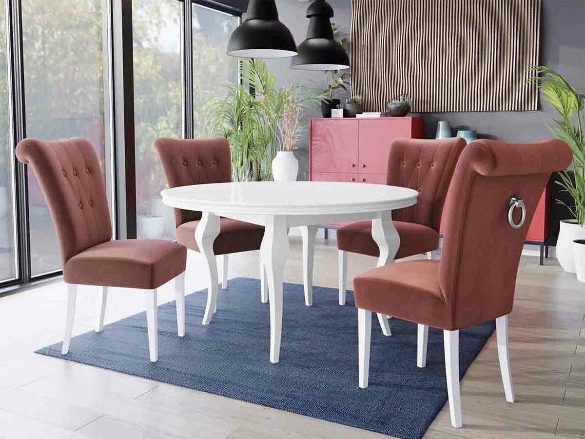 Salle à manger complète Racine 143 (Blanc + Magic Velvet 2258)