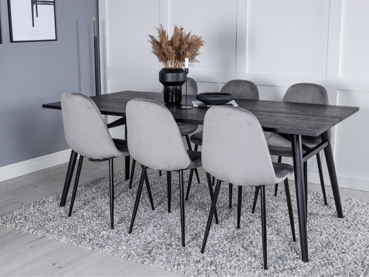 Salle à manger complète Dallas 1786 (Gris clair + Noir)